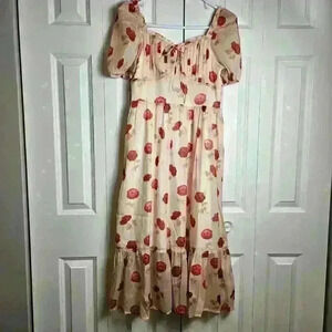 Dress Floral Off Shoulder Puff Sleeve Ruffle Hem Dress Dresses for Women  Large